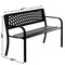Gardenised Outdoor Steel 47 Park Bench for Yard, Patio, Garden and Deck, Black Weather Resistant Porch Bench, Park Seating